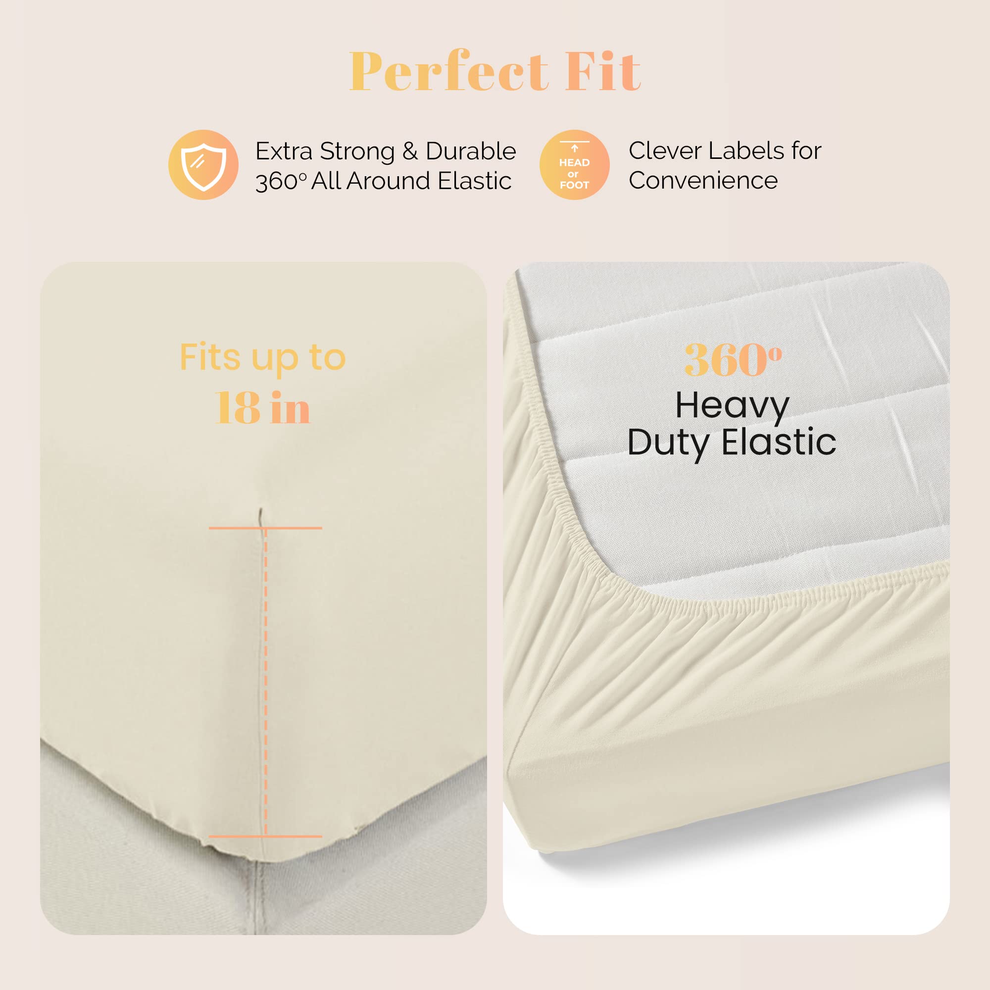 Ashton Sheets Premium 800-Thread-Count Egyptian Feel 100% Cotton, Breathable Sand King 4 Pc BEDSHEET Set, Easy Snug Fit - Image 3