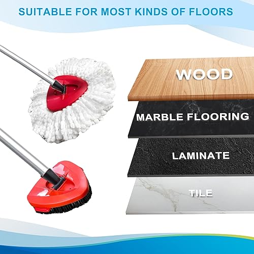 Miniatura 7 de Cabezal giratorio y cepillo de repuesto compatible con el sistema O Cedar EasyWring de 1 tanque, 4 repuestos de trapeador de microfibra, 1 cepillo