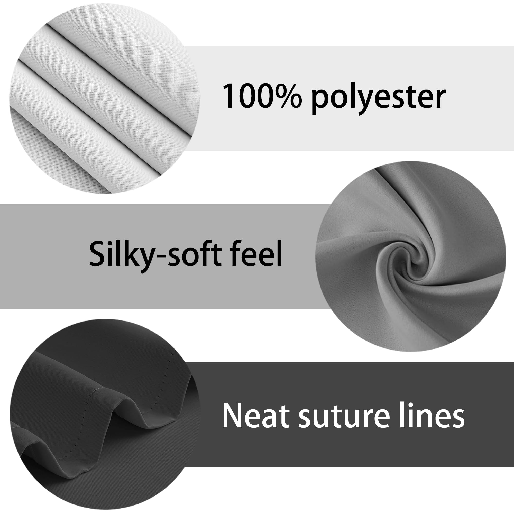 Tende con Anelli 100 x 50 cm Opaca Termica Isolante Tende per Interni Corte per Cucina per Interni Finestre con Anelli, Bianco