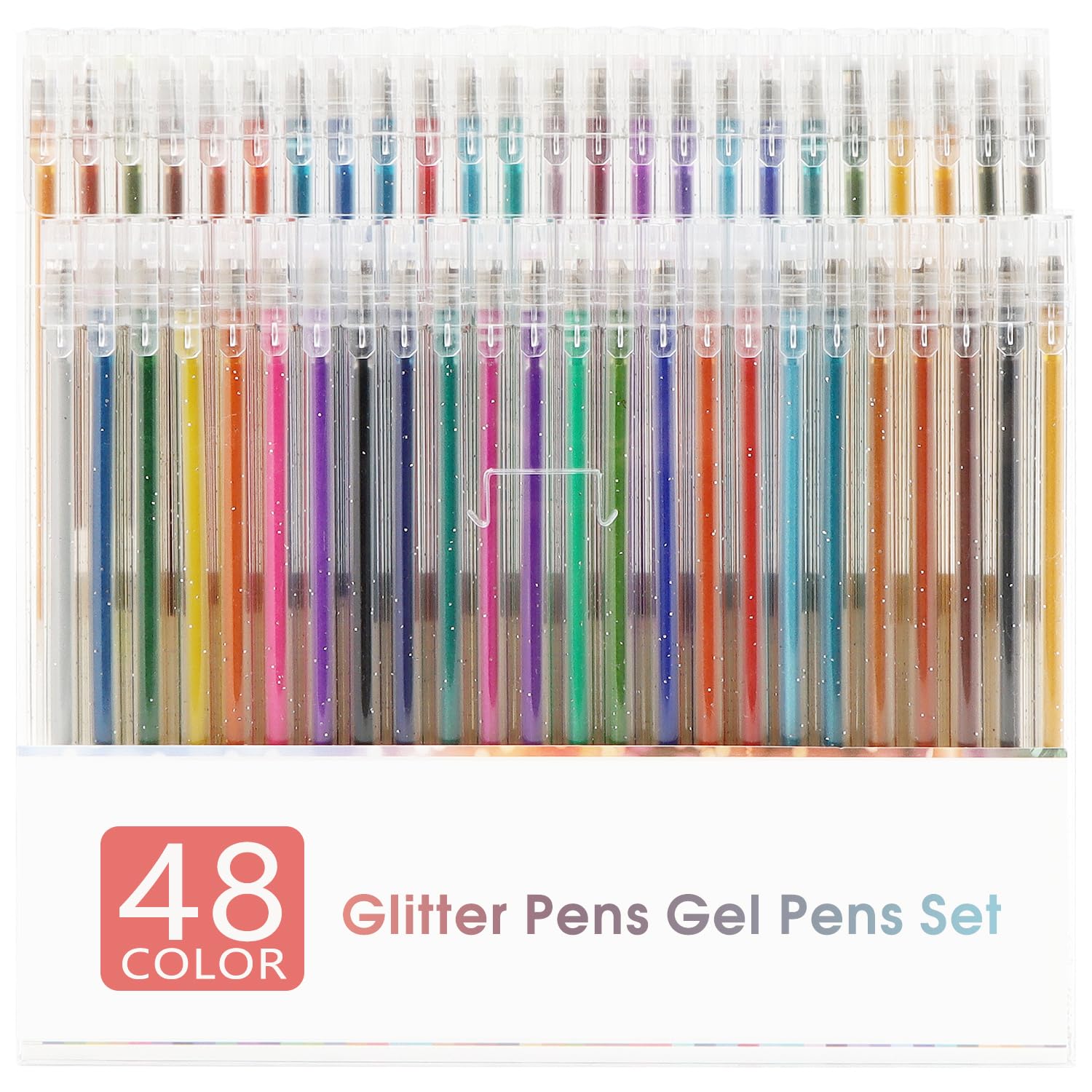 OWill Glitter Gel Pens Set, Metallic Coloured Writing Pens for Adults, Fine Tip Metallic Pens for Journaling, Planner, Office Notes, Greeting Cards & Creative Writing(48PCS) — image 1