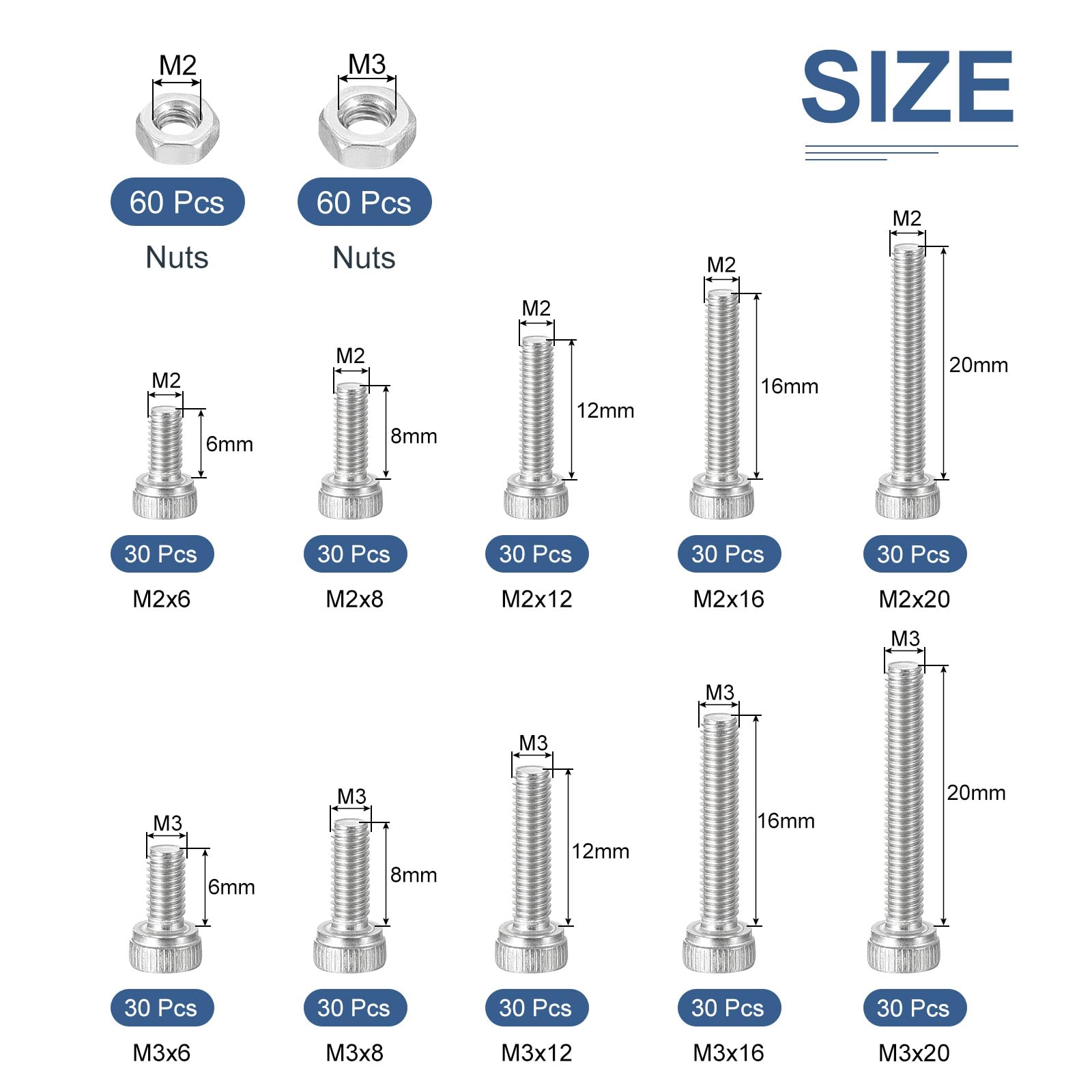 DTGN 420Pcs Metric Screw Assortment, M2 M3 Bolts and Nuts Kit - Image 2