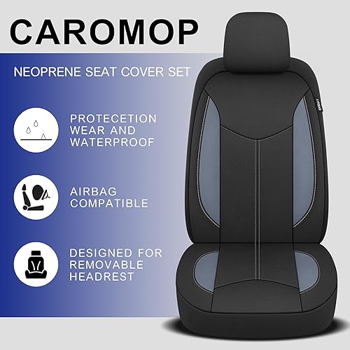 Miniatura 4 de Funda de neopreno para asiento de automóvil, 2 asientos delanteros, fundas de asiento impermeables para automóviles, ajuste universal para la