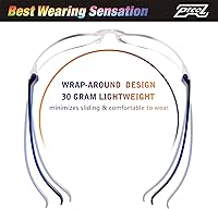 Vista 6 de Paquete de 28 lentes de seguridad, montura azul (paquete a granel de 24+4), unisex, transparentes, antiarañazos, resistentes a los impactos