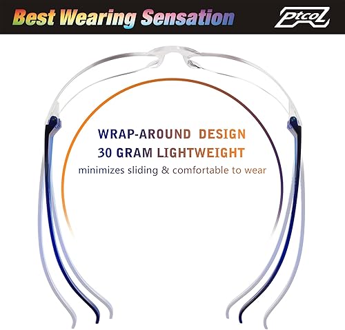 Miniatura 6 de Paquete de 28 lentes de seguridad, montura azul (paquete a granel de 24+4), unisex, transparentes, antiarañazos, resistentes a los impactos, con