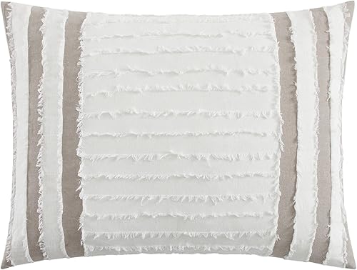 Miniatura 3 de Chic Home Salma - Juego de funda de edredón de algodón de 3 piezas, diseño de rayas jacquard, fundas de almohada decorativas incluidas, tamaño King,