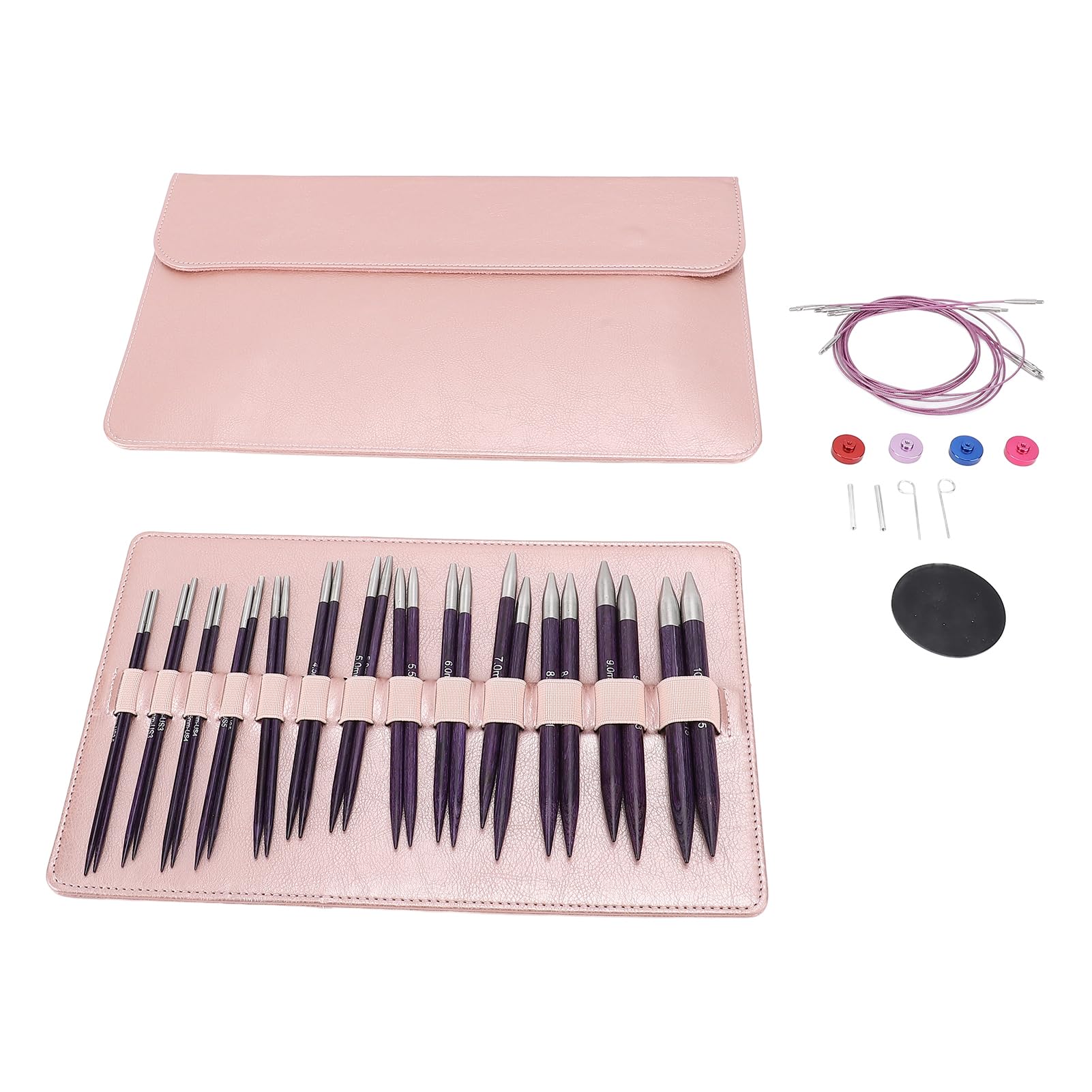Rundstricknadel-Set, abnehmbare Nadeln für den Heimgebrauch, 13 Paar Kabel, 3,0–10,0 mm, 13 cm Länge