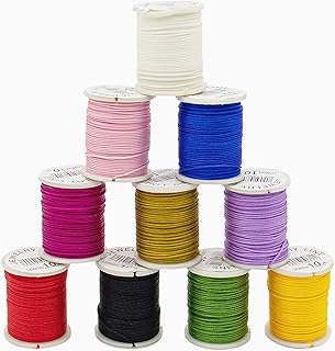 AUEAR, 10 Colors 0.8mm Jewelry Nylon Cord Beading String for Jewelry Making Chinese Knot Bracelet String Kumihimo Macrame Wind Chime Thread Cords 109 Yards