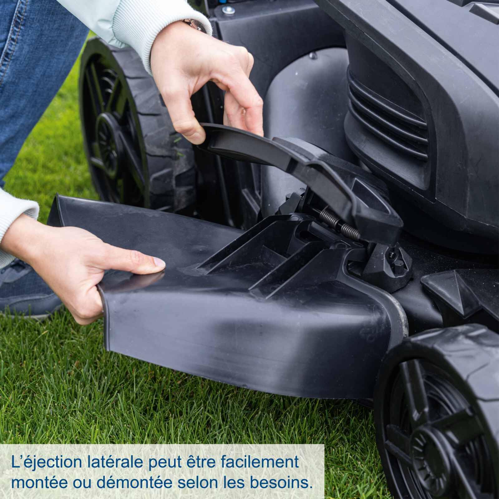 Scheppach Tondeuse à Gazon sans Fil BC-MP470-X - Série 20V IXES - démarrage électrique - Largeur de Coupe Max 47 cm - Hauteur de Coupe 26-80 mm - bac 75L - Vendu sans Batterie ni Chargeur