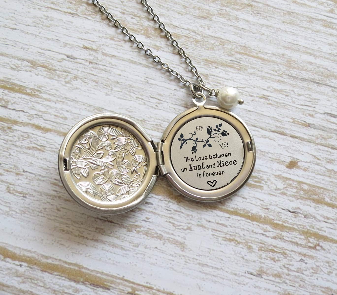 Aunt and Niece Gift The Love Between an Aunt and Niece is Forever Hidden Message Long Locket Necklace - Image 2