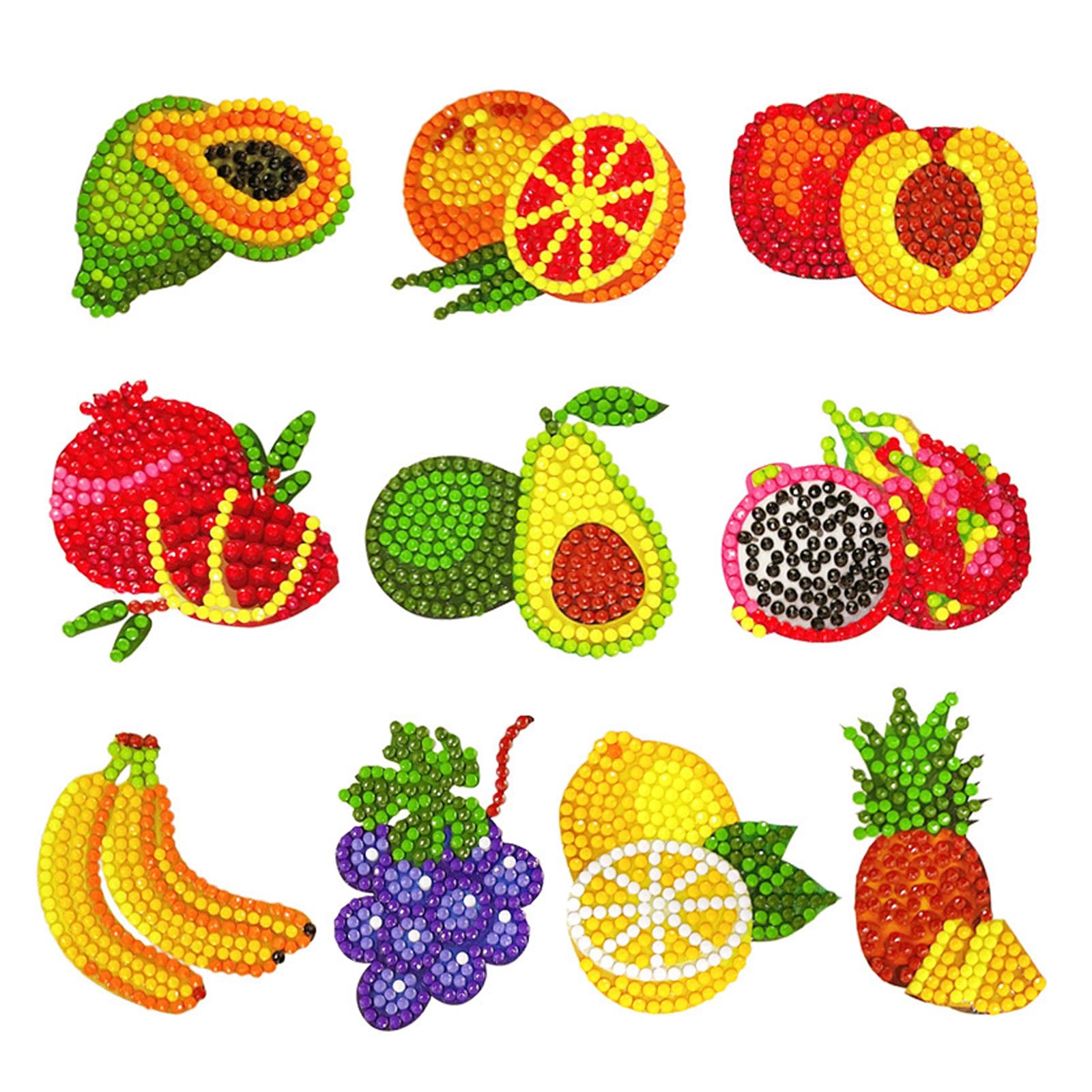 ChangXiang 10Pcs Fashionable 5D Gem Mosaic DIY Diamond Painting Kit - Fruit Themed, Easy to Use, Non-Foldable Art Craft Kit for All Ages