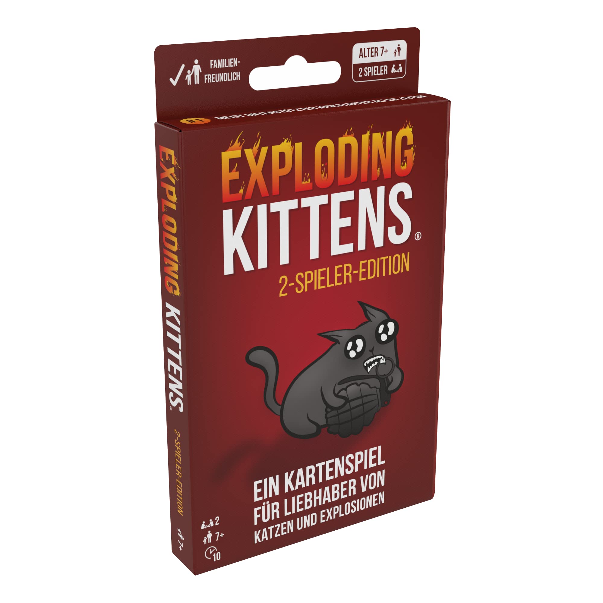 Asmodee Exploding Kittens 2-Player Edition | Basic Game | Party Game | Card Game | 2 Players | From 7+ Years | 10+ Minutes | German