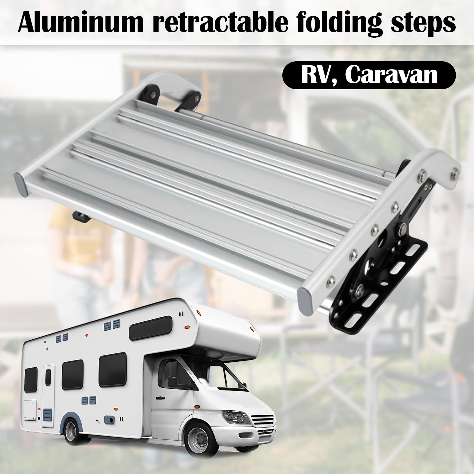 Escalón Para Autocaravana, Escalera De Un Solo Escalón Plegable Manual De Aleación De Aluminio Extensible 50,1 X 47,6 X 18,3cm Pedal Antideslizante Para Autocaravana Rv Remolque De Viaje Caravana