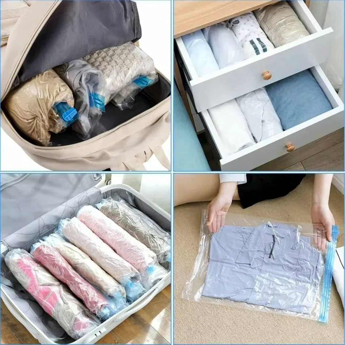Kit 3 Sacos a Vácuo Impermeável Reutilizável 80cm x 100cm Plástico Transparente + Bomba Para Guardar Compactar Roupas Cobertores Edredom Organizador Para Malas Viagem Armário Kit 3 Sacos a Vácuo Impermeável Reutilizável 80cm x 100cm Plástico Transparente + Bomba Para Guardar Compactar Roupas Cobertores Edredom Organizador Para Malas Viagem Armário
