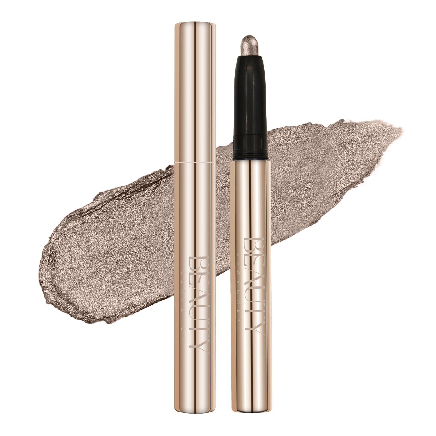 Sombra de Ojos en Barra Brillo Mate Sombra de Ojos en Lápiz Crayón Suave Impermeable Pigmentada Cremosa Sombra de Ojos en Lápiz Iluminador de Ojos Lápiz iluminador (#10 GRIS AHUMADO SHIMMER)