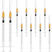 50 Pack 1ml 25Ga 25mm Lab Syringe Tools with Measurement, Individually Packed Syringes for Liquids Refilling and Measuring