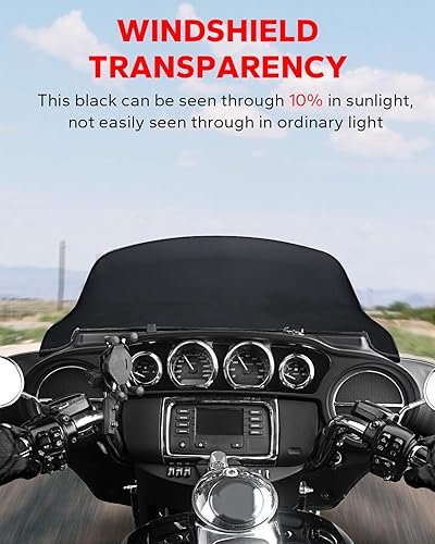 Miniatura 44 de Amazicha Parabrisas ondulado negro de 7 pulgadas compatible con Harley Davidson Touring Street Glide/Electra Glide/Ultra Limited/Tri Glide FLHT FLHX