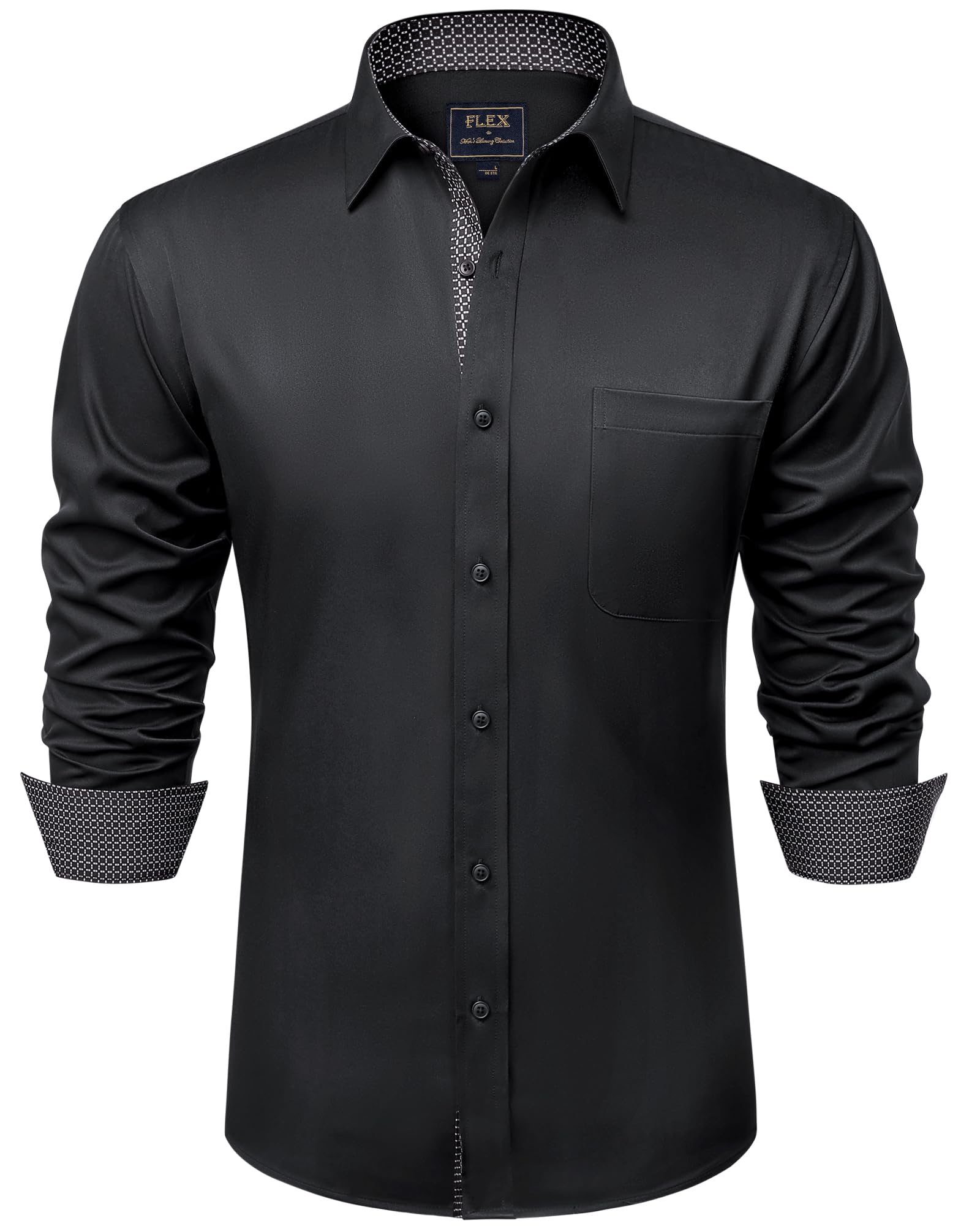 siliteelon Hemd Herren Langarm Regular Fit Kontrast Businesshemd Freizeit Stretch Anzughemd