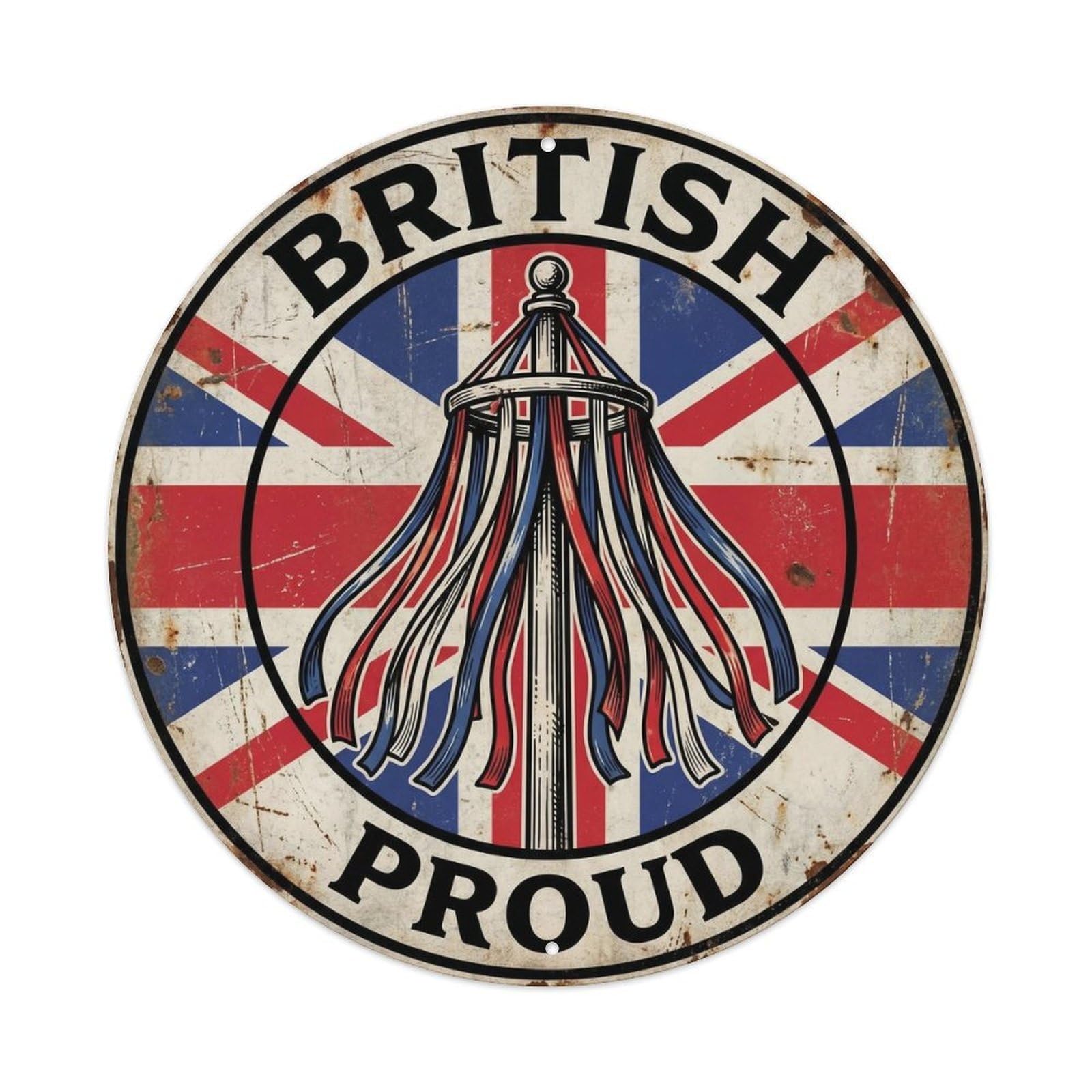 British Proud Maypole Folk Culture Heritage Emblem Metal Tin Sign