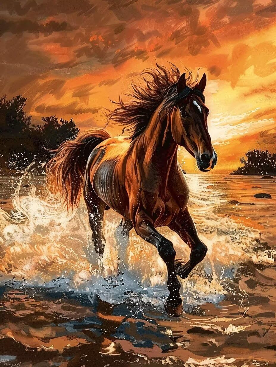 Diamond Painting Cheval 60x80 cm - Kit Complet 5D Rivière - 8