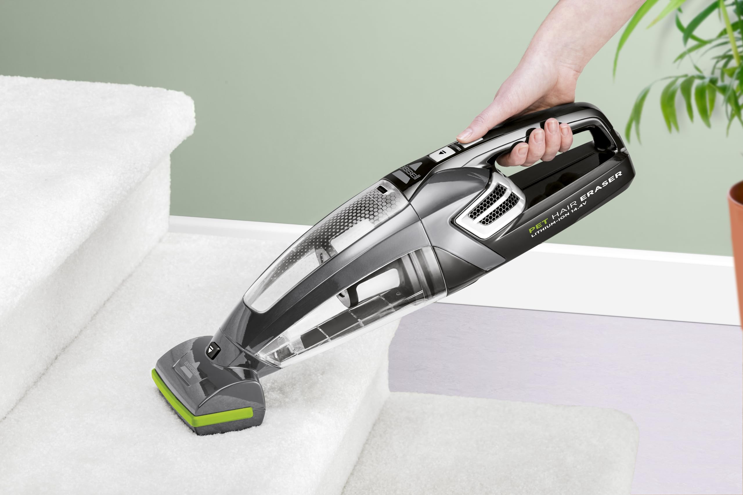 Bissell Pet Hair Eraser, Aspirador de Mano Sin Cable, Cepillo Giratorio, 14.4V, Combate el Pelo de Mascota y la Suciedad, para Sus Escaleras, Tapicerías, Coches y Alfombras, 68dB, Negro, 2278N