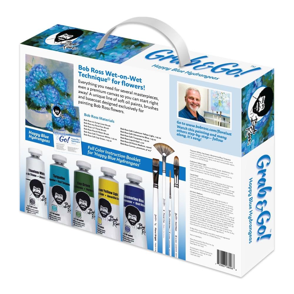 Bob Ross Grab & Go Painting Kit Happy Blue Hydrangeas