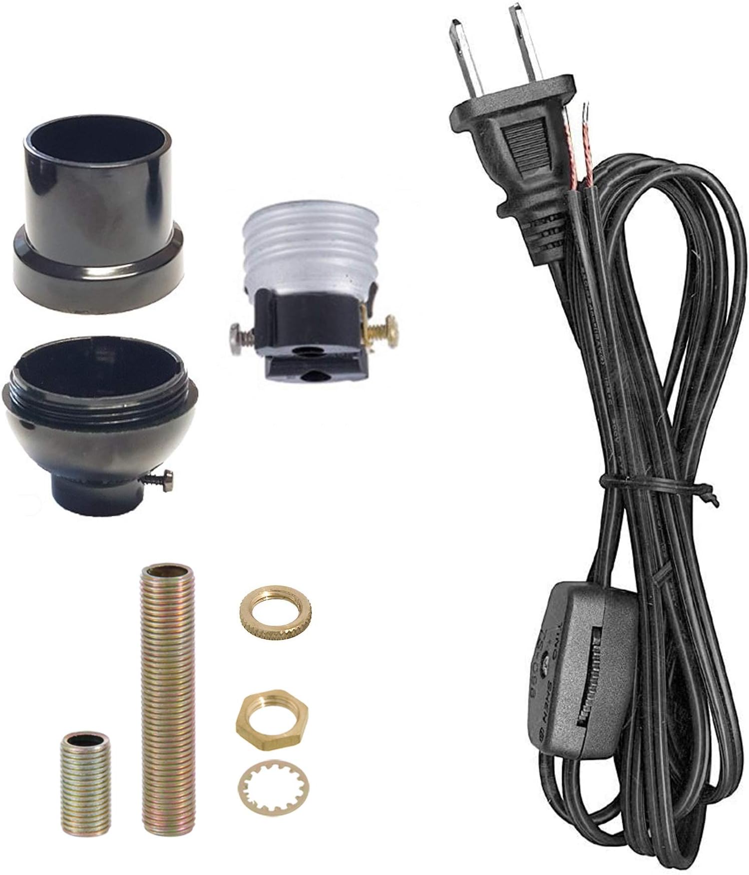 B&P Lamp Keyless Table Lamp Wiring Kit with Plastic Socket and Rotary Switch Lamp Cord