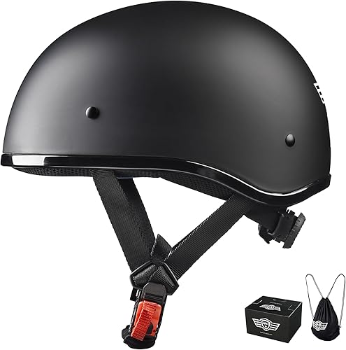 AHR Casco de motocicleta de media cara aprobado por DOT, medio casco para motocicleta, crucero, Chopper, Run-C y Run-D, negro mate o bandera