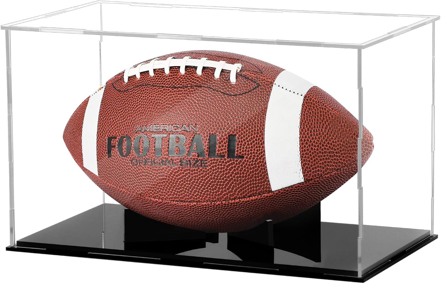 Football Display Case Full Size Clear Acrylic Autographed Memorabilia Football Holder Signed Football Showcase Stand for Collectibles Football Baseball Hat Sports Gloves