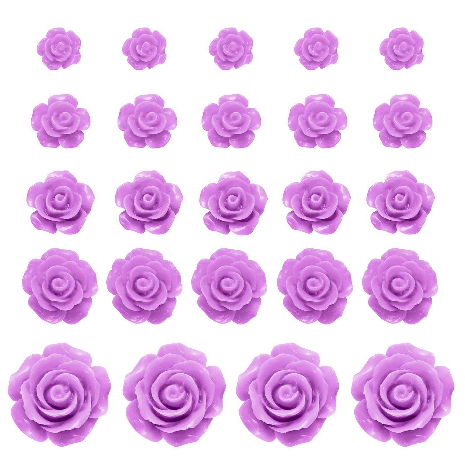Photo 1 of uxcell 60 Pcs Light Purple Resin Rose Beads