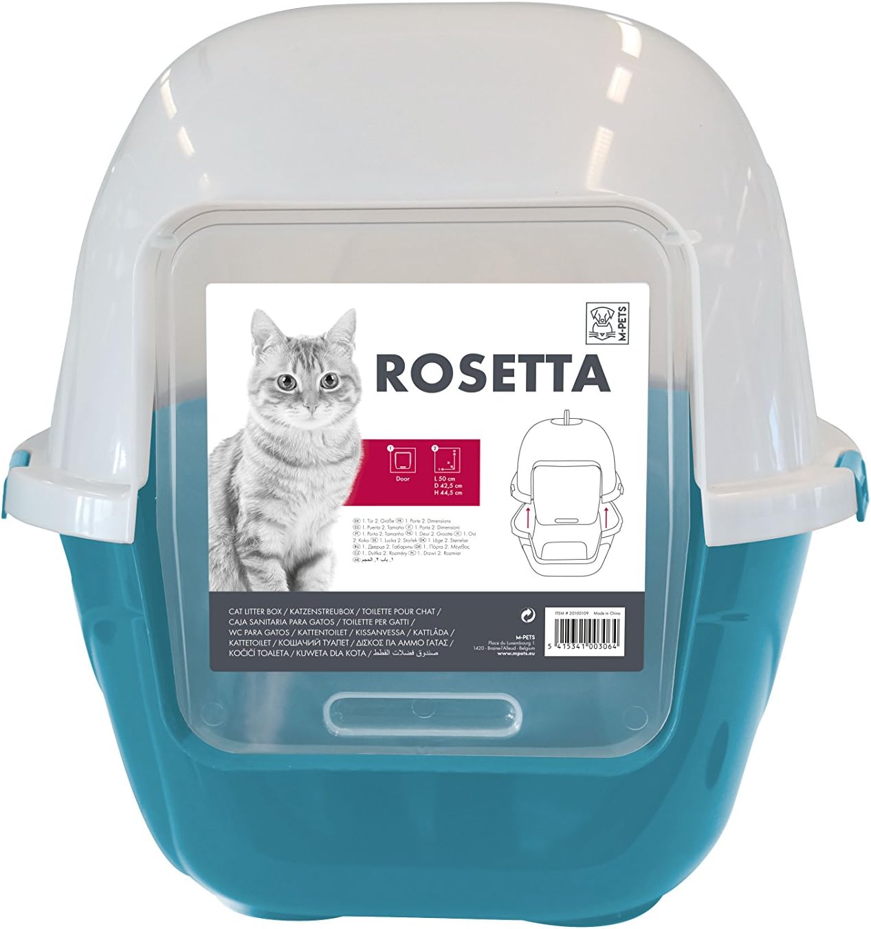 M-PETS Rosetta Cat Litter Box Blue M