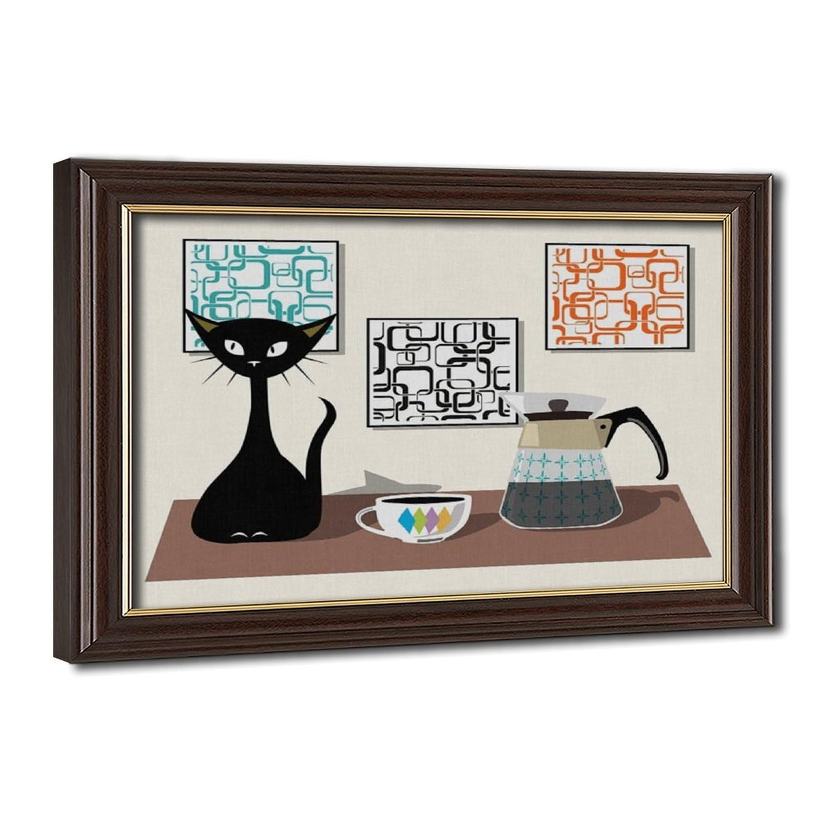 Bareronor Abstract Vintage Cat Canvas Poster Bedroom Decor Landscape Office Room Decor Gift 12" L X 18" W