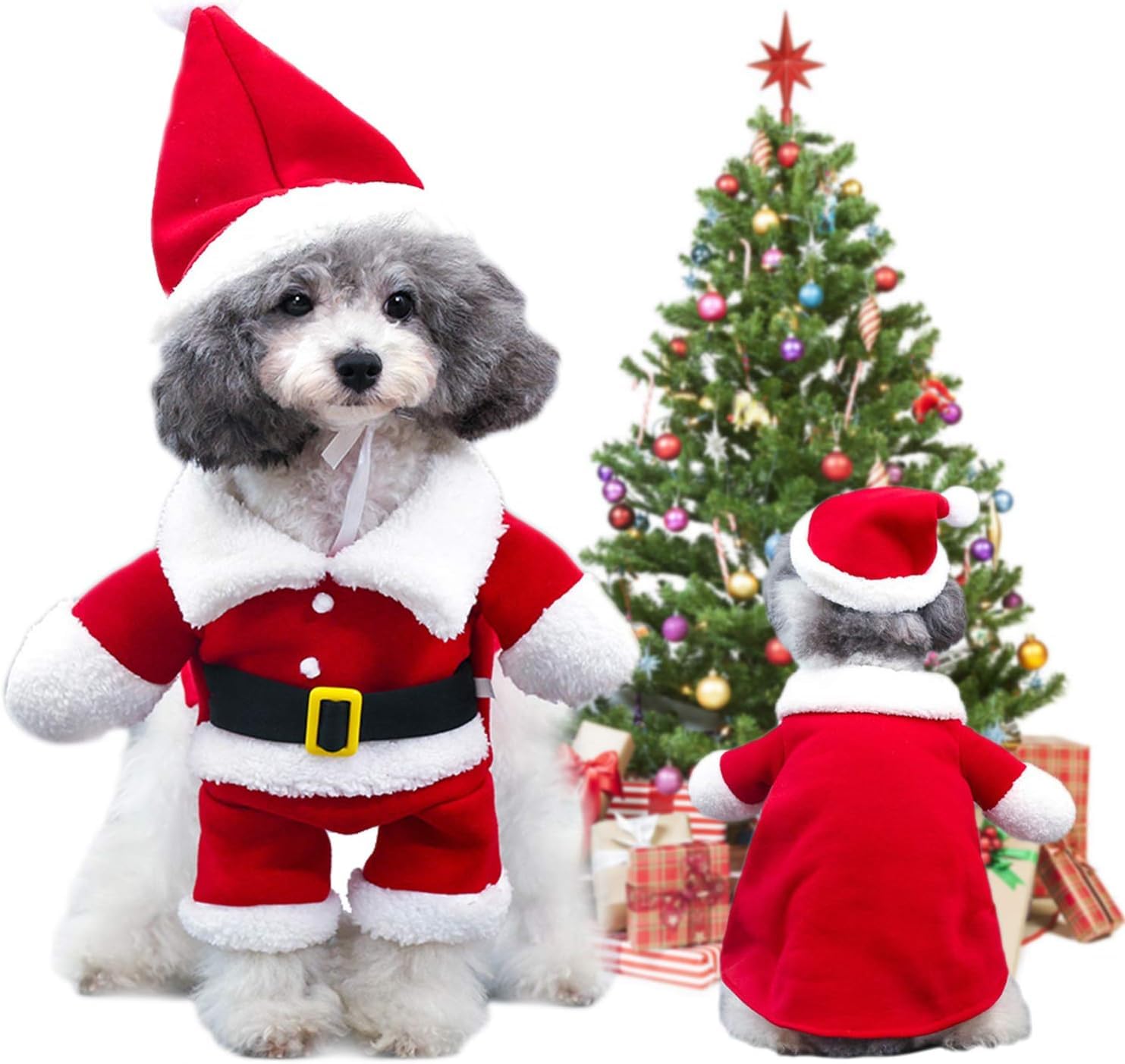 Irayin Pet Clothes Dog Cat Christmas Suit Cloak - Santa Claus(M) Christmas Costume, Medium