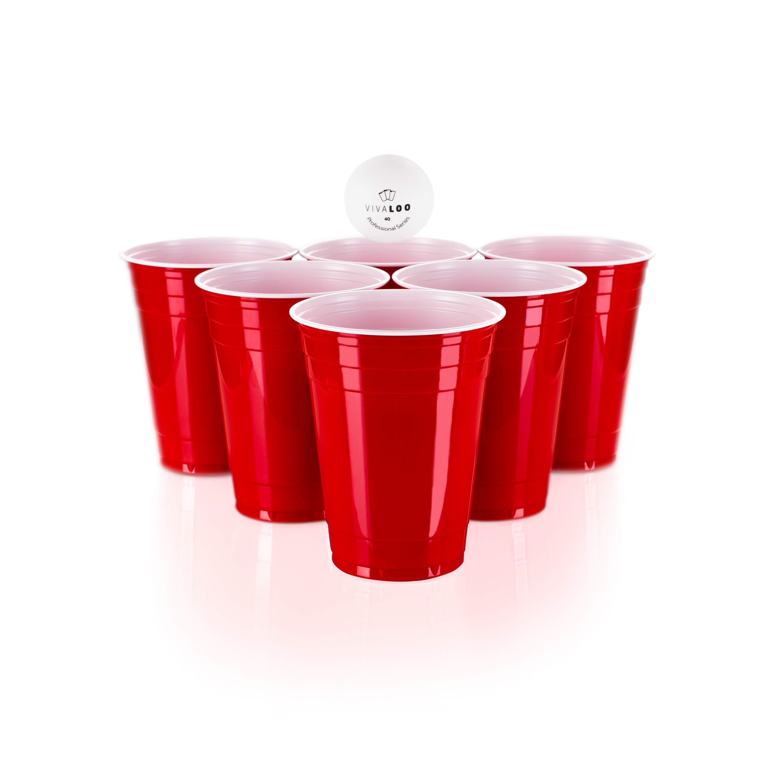 Partybecher 250 Stück + 24 Bälle - 473 cm Plastikbecher wiederverwendbar - Original American Red Cups - Partybecher Hartplastik Becher - Party Becher - Party Becher Plastik - Getränkebecher
