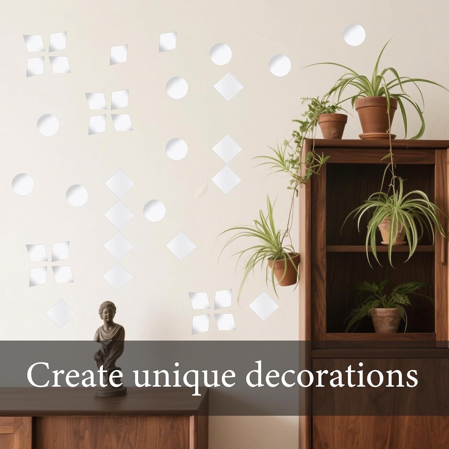 150 Pcs Small Mirrors for Crafts 3 Shapes Self-Adhesive Craft Mirrors Rhombus Rounds Squares DIY Mirror Mosaic Tiles for Crafts Supplies - Image 4