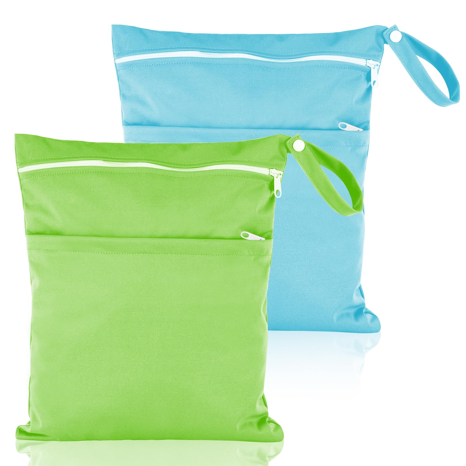 Kaisibum 2 Stück wasserdichte Stoffwindeln Nasstaschen Große Wickeltasche Wetbag Nasstaschen Wiederverwendbare,Wet Dry Cloth Windeltasche mit Reißverschluss für Baby Reisen Unterwegs