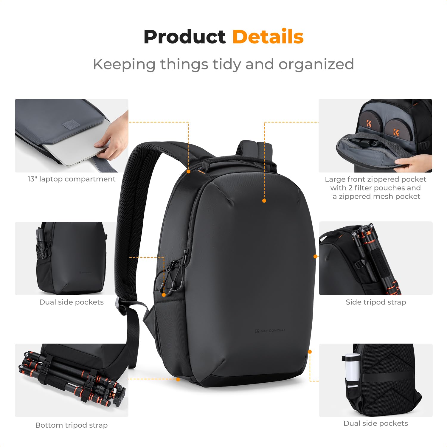 K&F CONCEPT Sac à Dos pour Appareil Photo 16L