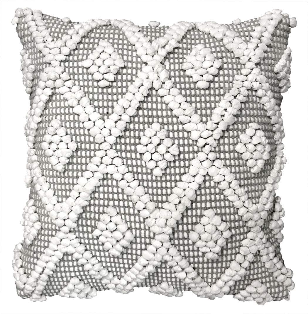 Lush Decor Adelyn Decorative Throw Pillow Cover, 20" W x 20" L, Gray - Square Pillow - Gray Diamond Pillow - Textured Pillows - Hygge Decor - Farmhouse Throw Pillows For Bed, Couch, Or Chair
