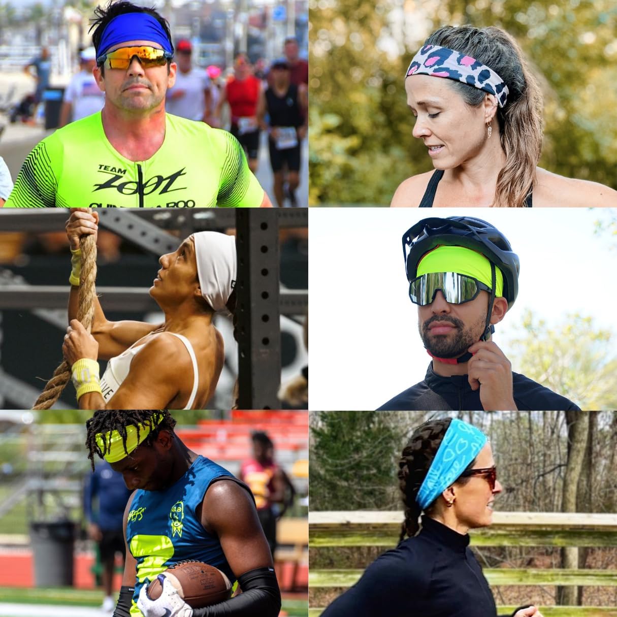 SLEEFS Sweat Bands Headbands Men & Women - Cooling Sports Mens Headband for Running, Football, Basketball, Cycling, Workout - Sweat Moisture Wicking Head Band Stretch Fit, Non-Slip Design - One Size - Image 6