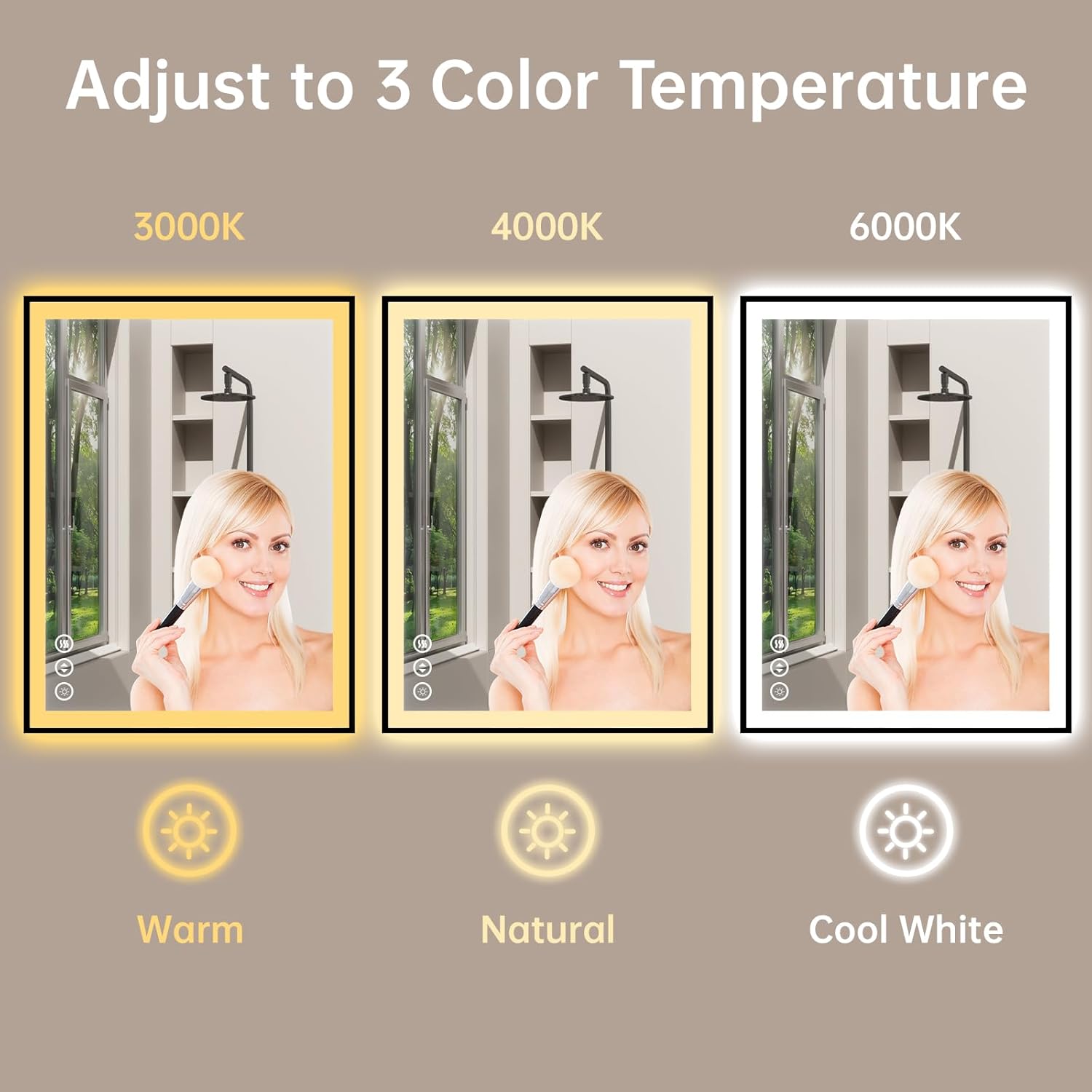 24x32 LED Bathroom Mirror with Lights, Black Aluminum Framed, Backlit + Front Lit, Lighted Bathroom Vanity Mirror for Wall, Anti-Fog, Memory Function, Dimmable, Shatterproof ETL Listed