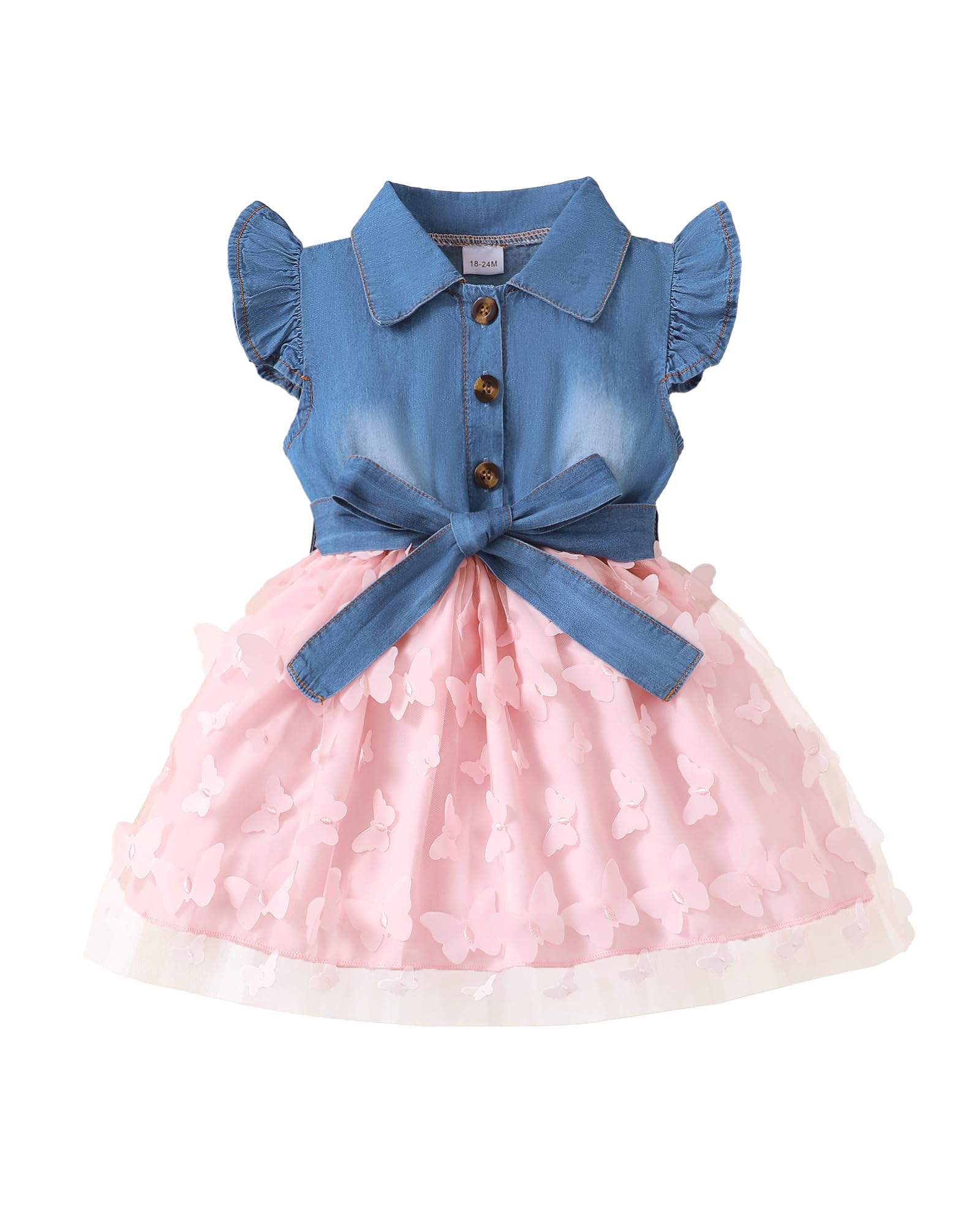 sweetabby Toddler Girl Clothes Denim Tulle Dresses Baby Summer Tutu Sundress Outfit Toddler Princess Dress for Girls