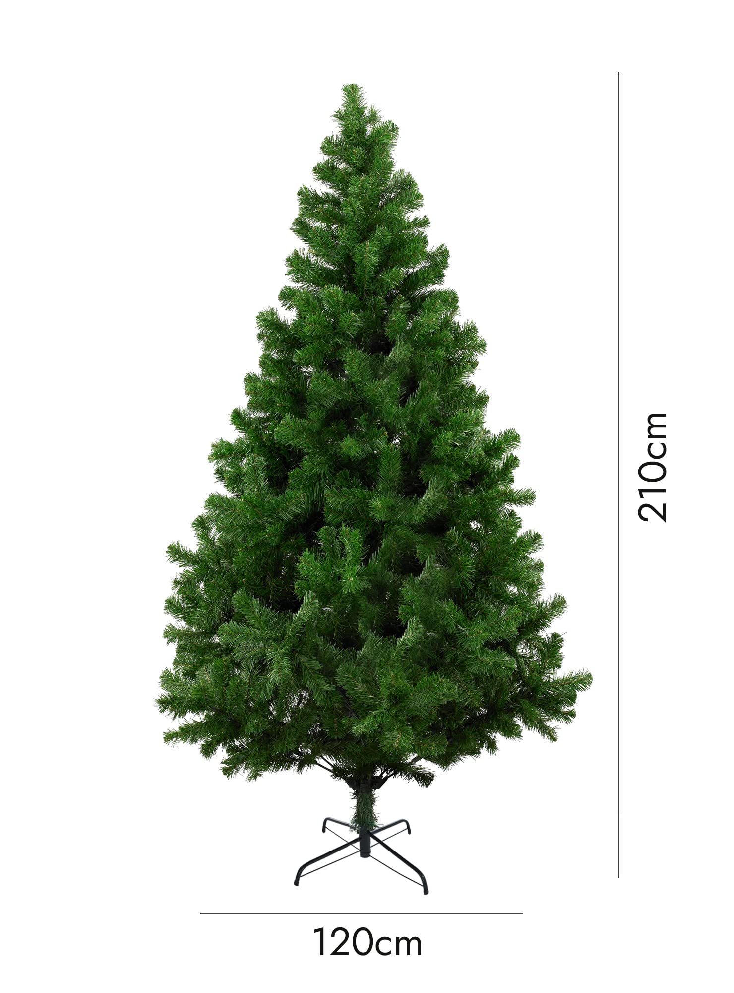 Dmora - Sapin de Noël Riccardo, Sapin artificiel extra épais, véritable Sapin effet PVC, 1078 branches, hauteur 210 cm
