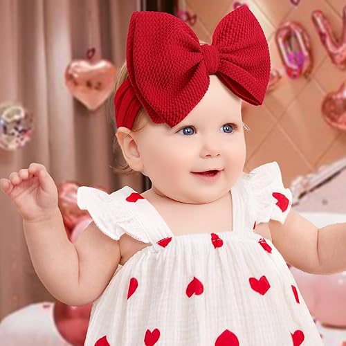 Miniatura 3 de YanJie Lazos de San Valentín para niñas y bebés, diadema de nailon hecha a mano, lazos para recién nacidos, diadema para el día de San Valentín,