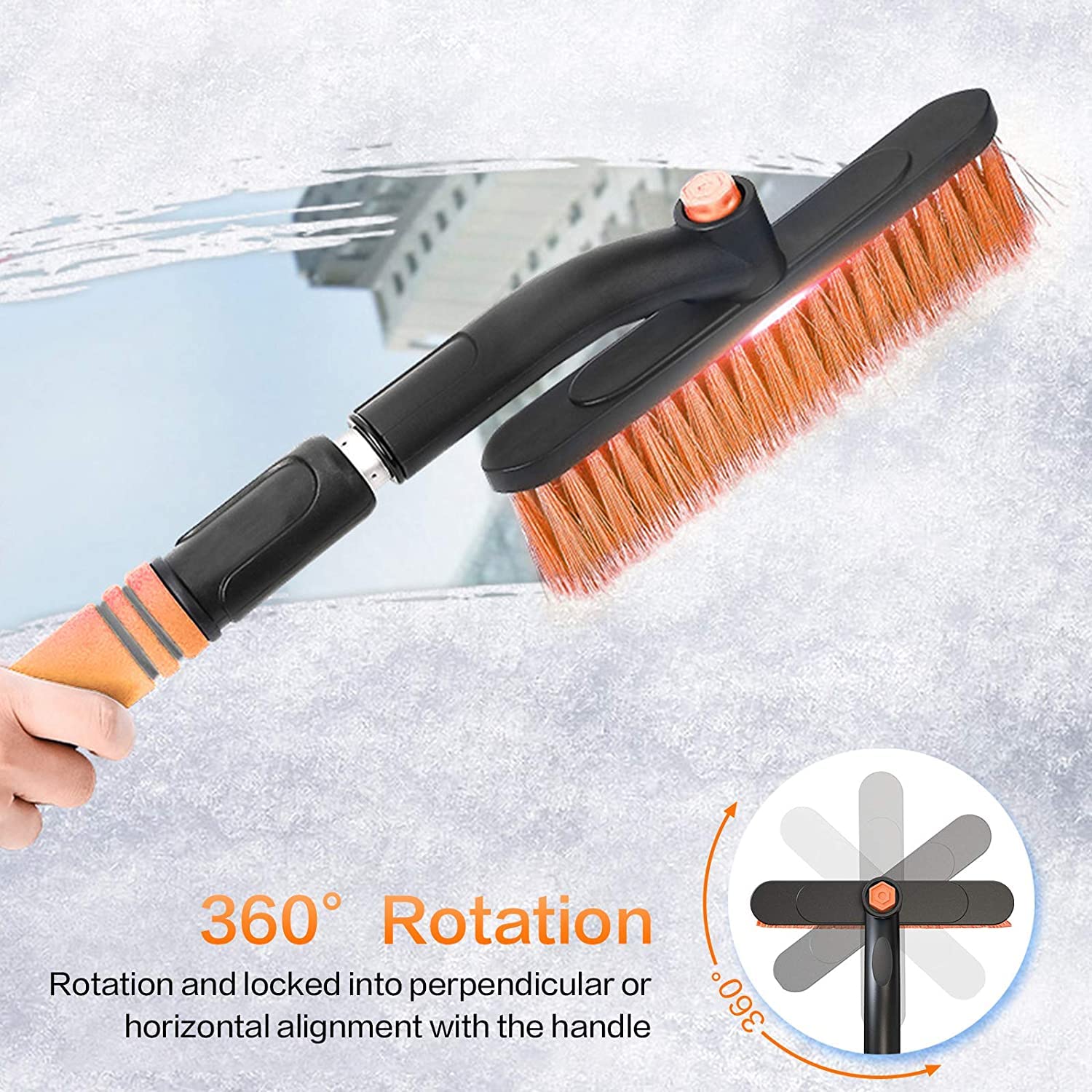 XMING Extracción del Cepillo de Nieve del Coche Extensible con el raspador de Hielo for el Parabrisas del automóvil y el Agarre de la Espuma de la Nieve Desmontable for el automóvil