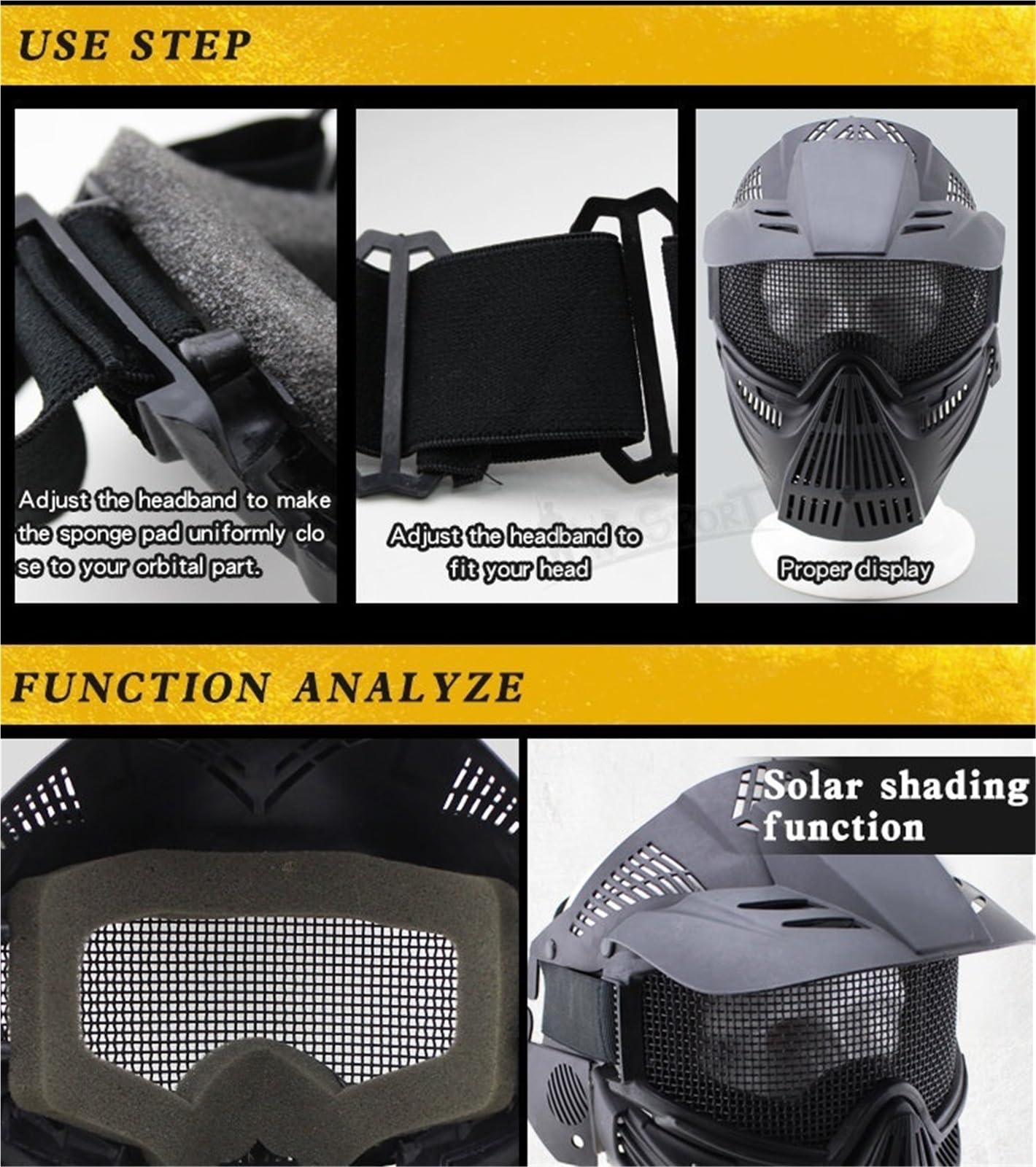 Jungle Leopard Maschera Tattica a Rete in Acciaio Integrale con Protezione Solare for Airsoft CS Shooting CS Games