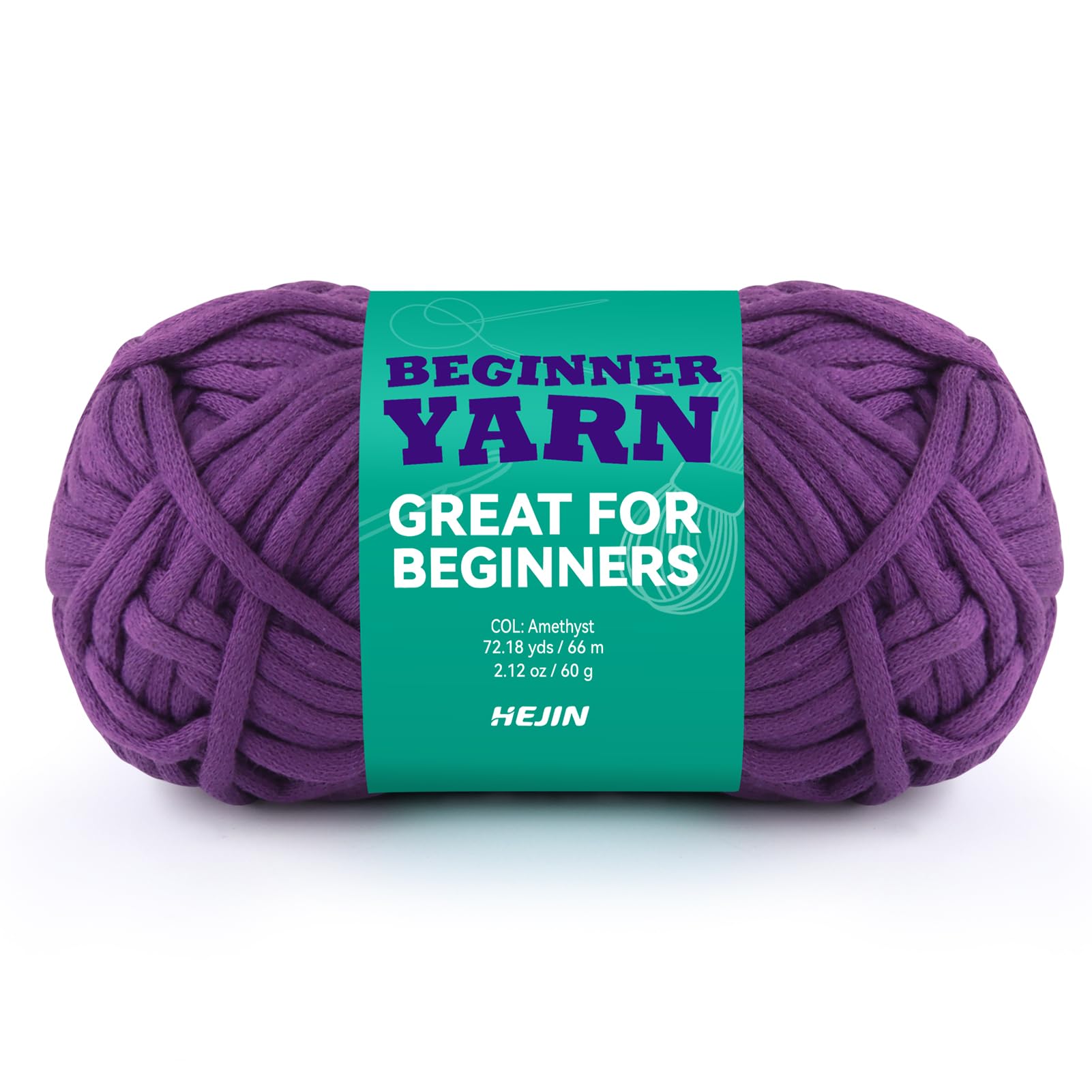 60g Amethyst Yarn for Crocheting and Knitting;66m (72yds) Cotton Yarn for Beginners with Easy-to-See Stitches;Worsted-Weight Medium #4;Cotton-Nylon Blend Yarn for Beginners Crochet Kit Making