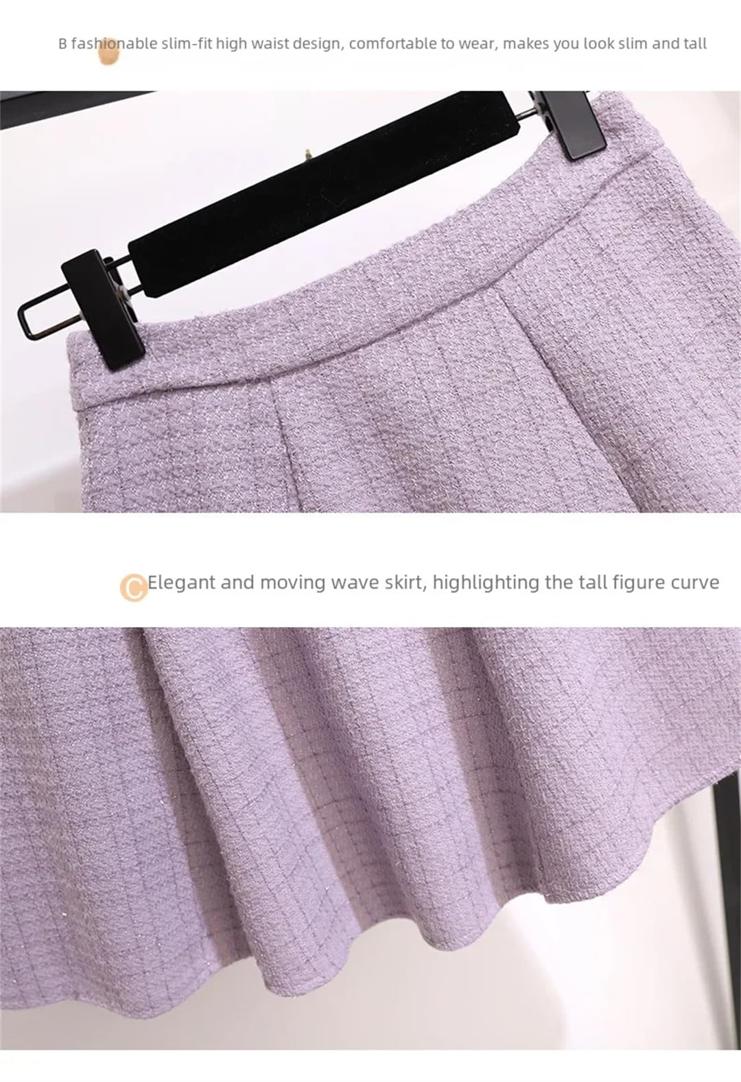 Ensemble haut et jupe en tweed pour femme