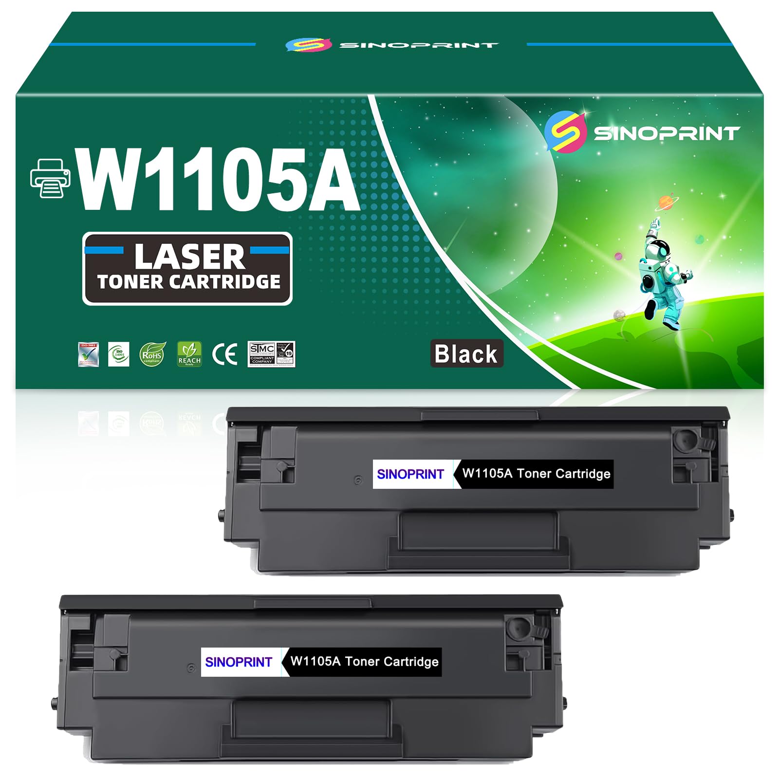 SINOPRINT 105A W1105A Compatible Toner Cartridge Replacement High Yield for HP 105A 105 W1105A for HP Laser MFP 135A 135W 137FNW 107A 107W Printer (2