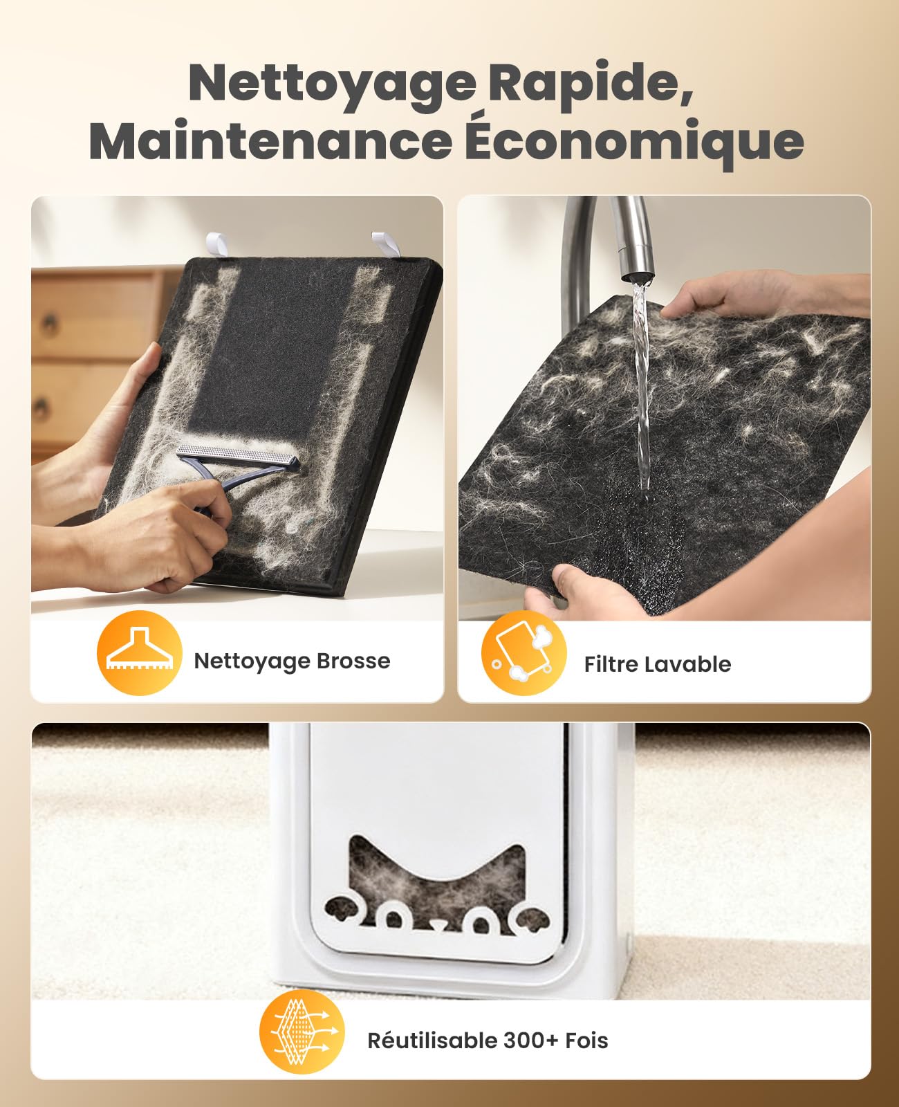 oneisall Purificateur D'Air Pour Animaux, Filtres HEPA Lavables Des Deux Côtés, Pour Grandes Pièces Jusqu'À 204 m², Élimine Poils, Odeurs, Allergènes, Pellicules, Fumée & Poussière, PP02