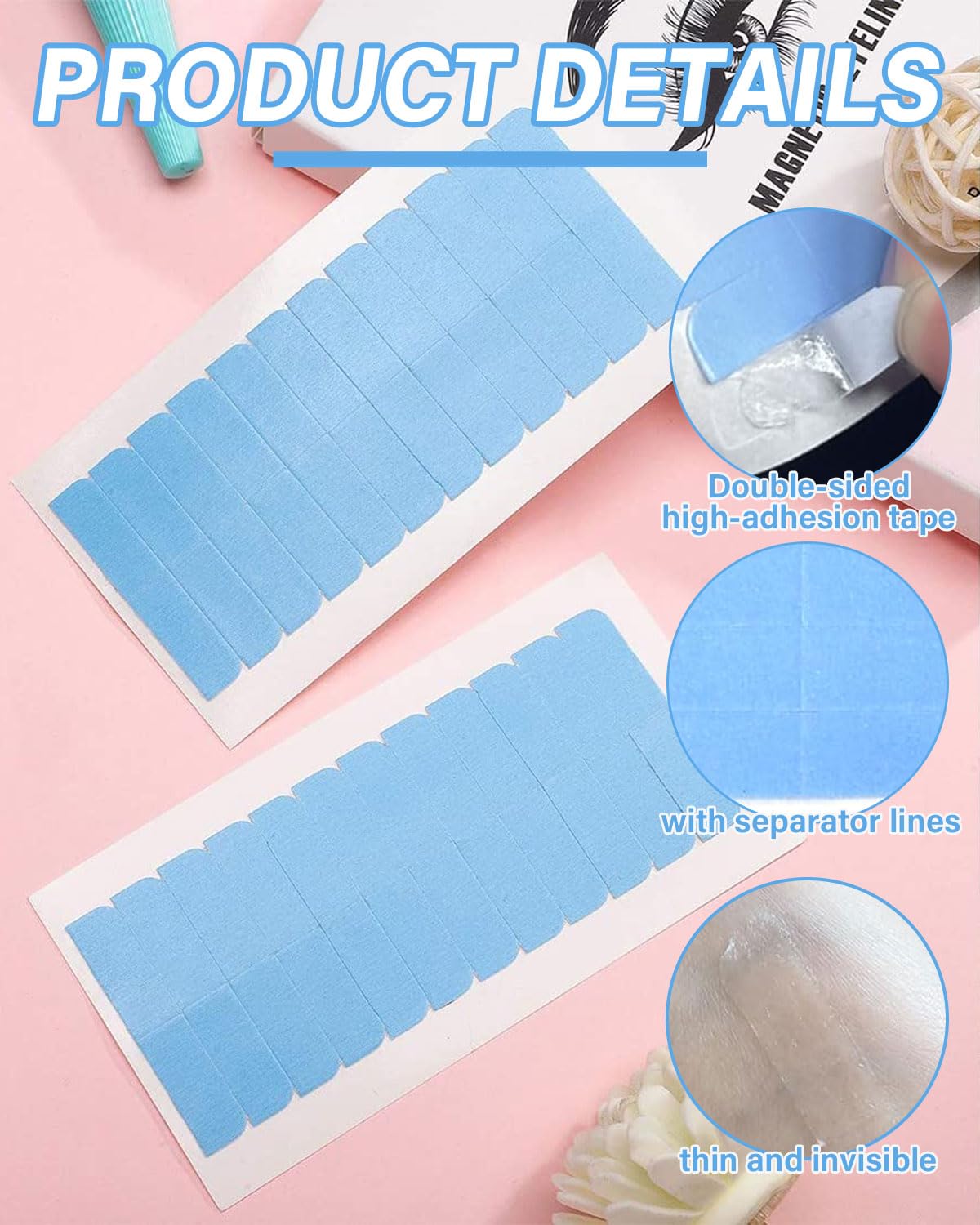 120pcs Cinta Adhesiva para el Cabello, Cinta Adhesiva de Extensión de Pelo, Adhesivo Tape para Extensiones Cabello y Trama Cabello, Invisible Doble Cara Cinta Repuesto Peluca Impermeable