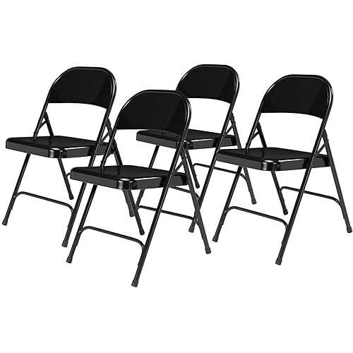 Miniatura 1 de National Public Seating Silla estándar plegable de acero con tapizado de vinilo caja x 4 Negro 4